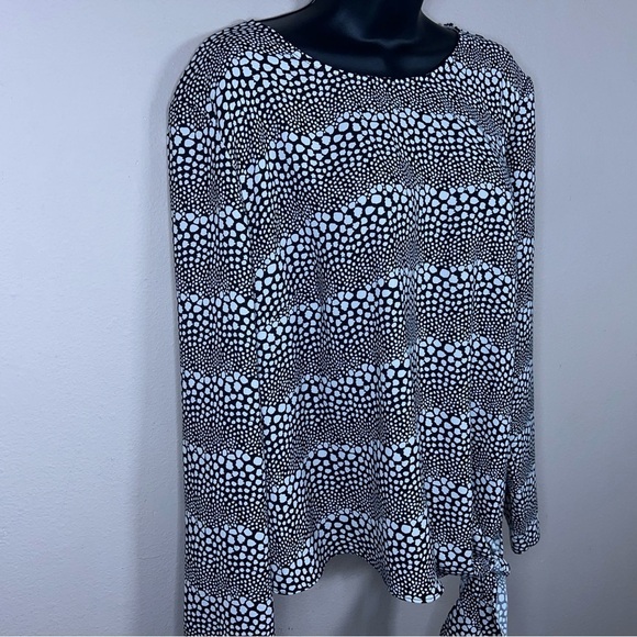 XL TALBOTS BLACK WHITE BLOUSE DOT PRINT LONG SLEEVE - Picture 6 of 10